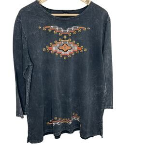 Aztec Print Black Long Sleeve Top